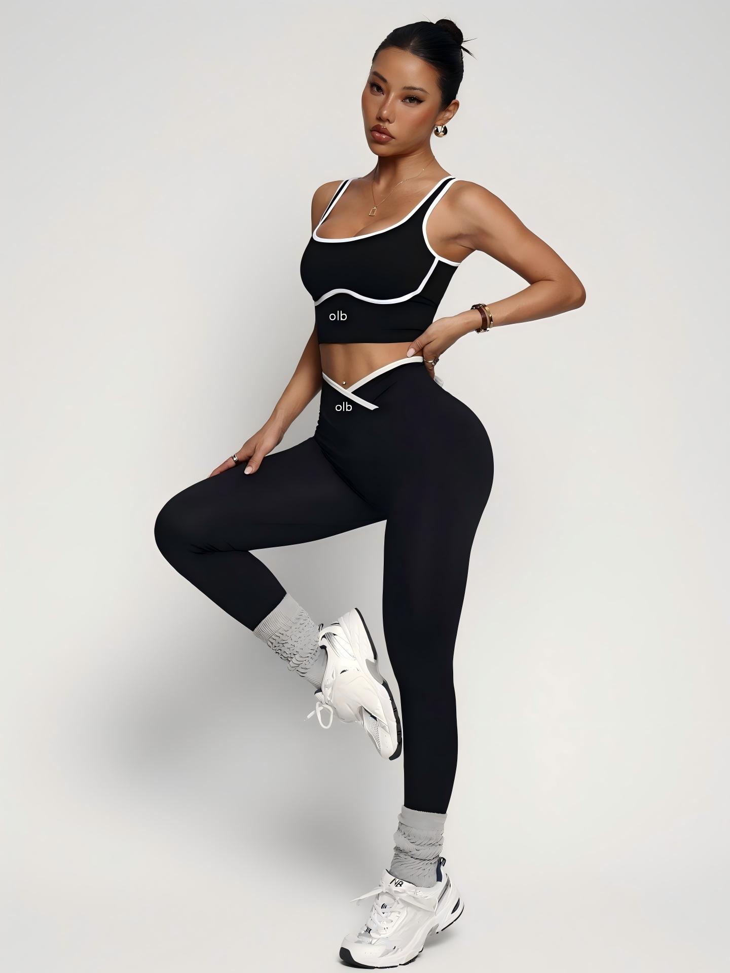 Yoga Strap Cotton - Dwuczęściowy nowy zestaw sportowy: top sportowy